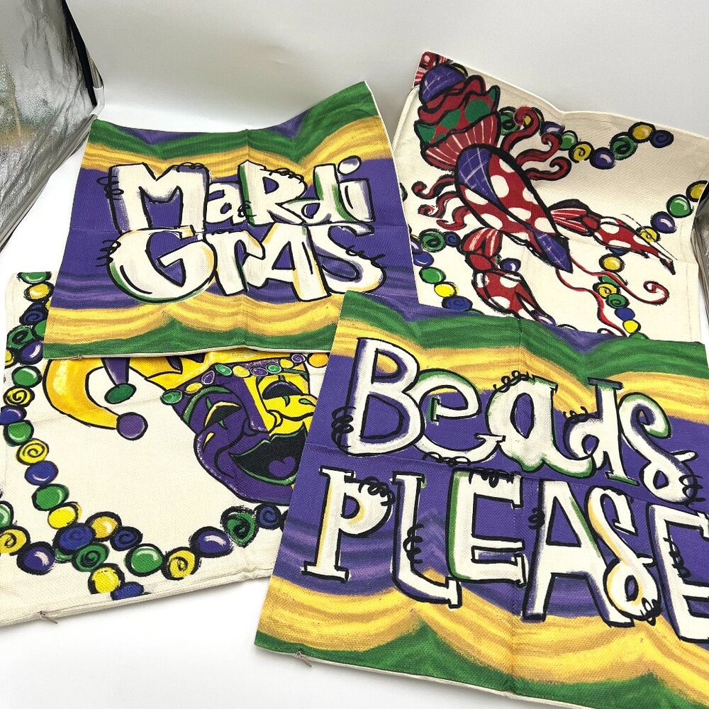 NWT Lot of four AVOIN 18x18-inch zippered Mardi Gras pillow covers